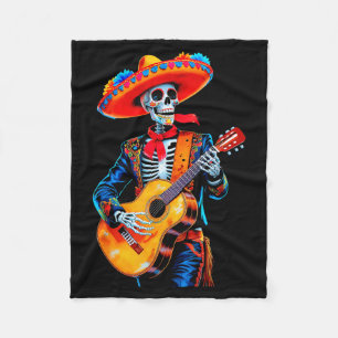 Happy cinco de mayo mexican sombrero skull guitarH Fleece Blanket
