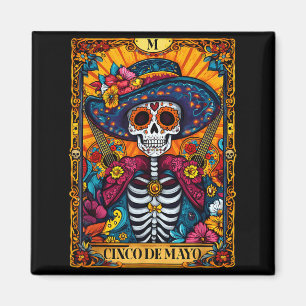 Happy cinco de mayo mexican sombrero skull guitarH Magnet