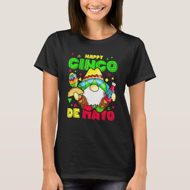 Happy Cinco De Mayo Mexican  Taco Gnome Cinco De M T-Shirt (Front)