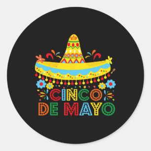 Happy Cinco De Mayo Mexico Fiesta Taco Guitar Cinc Classic Round Sticker