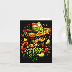 Happy cinco de mayo moustache face sunglasses card