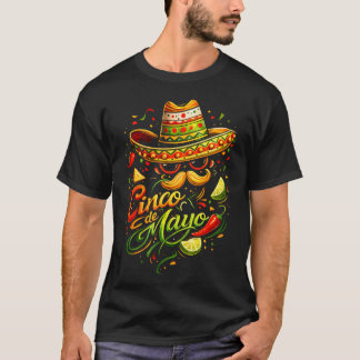 Happy Cinco De Mayo Moustache Face Sunglasses T-Shirt