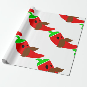 happy cinco de mayo moustache pepper funny wrapping paper