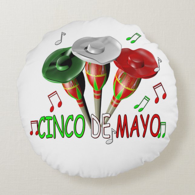 Happy Cinco de Mayo Round Cushion (Back)
