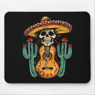 Happy Cinco De Mayo Skeleton Skull Sombrero Guitar Mouse Mat