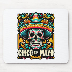 Happy Cinco De Mayo Skeleton Skull Sombrero Mexica Mouse Mat
