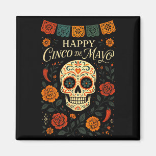 Happy Cinco De Mayo - Skull Fiesta Party Magnet