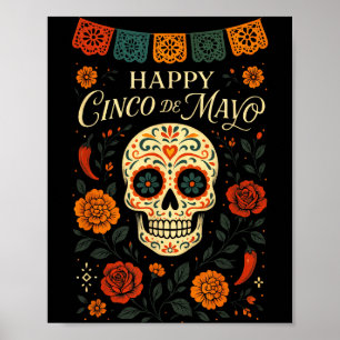 Happy Cinco De Mayo - Skull Fiesta Party Poster