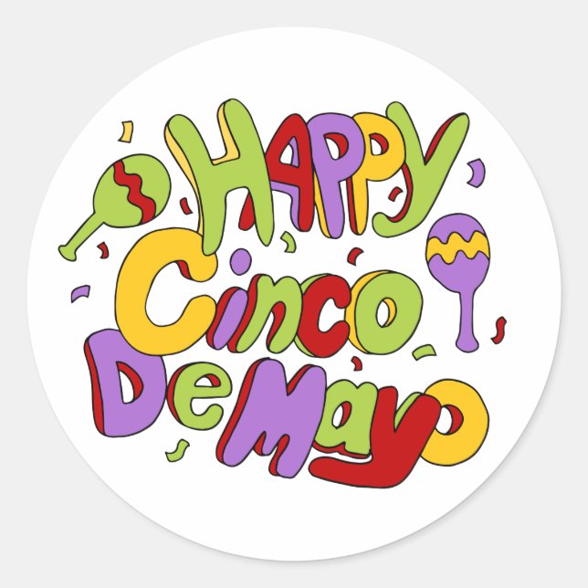 Happy Cinco De Mayo Sticker (Front)