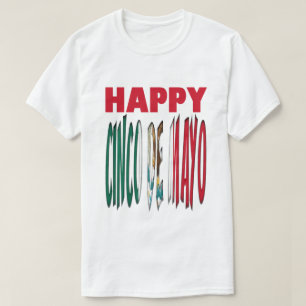 Happy Cinco de Mayo Typography Mexican Colours T-Shirt