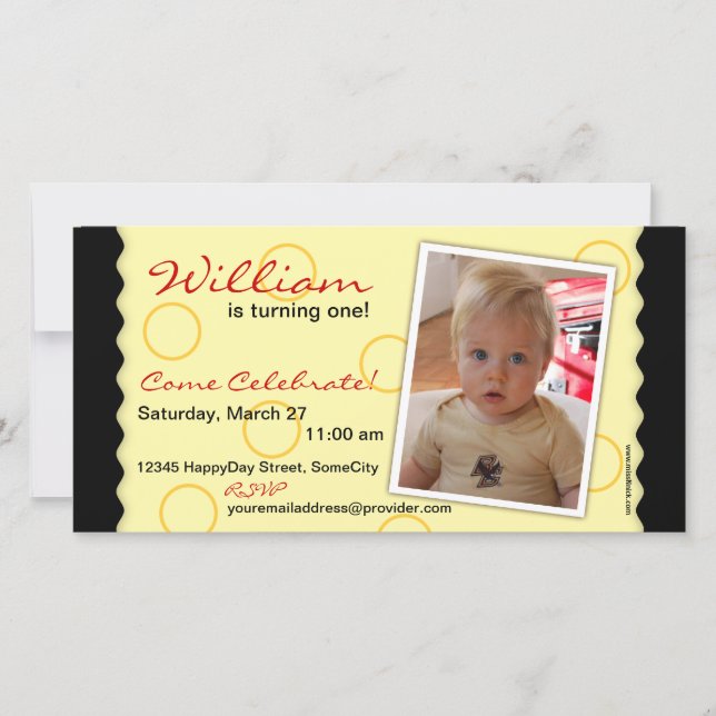 Happy Circle Photo Card: Black & Yellow (Front)