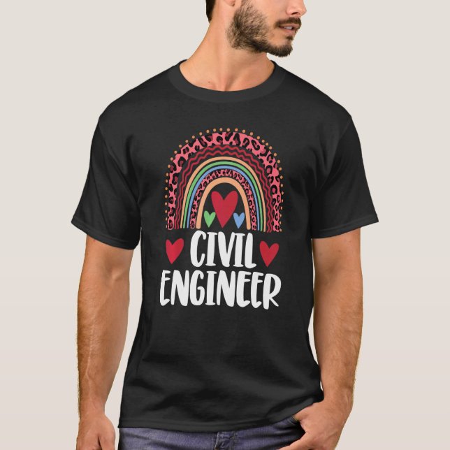 Happy Civil Engineer Rainbow  Men Leopard Rainbow  T-Shirt (Front)