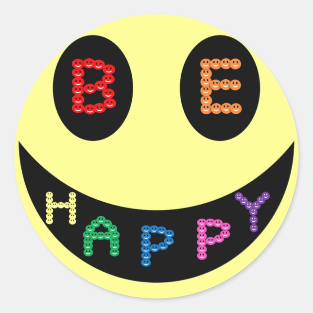 Happy Classic Round Sticker (Front)