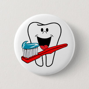 Happy clean tooth 6 cm round badge