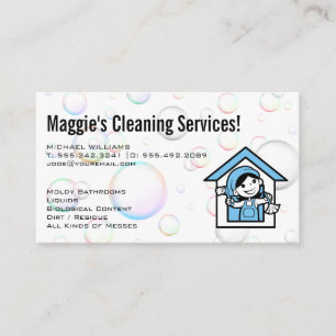 Happy Cleaning Lady   Soap Bubbles Business Card