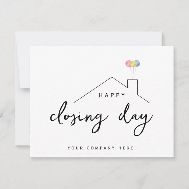 Happy Closing Day Real Estate Balloons Card (Front)