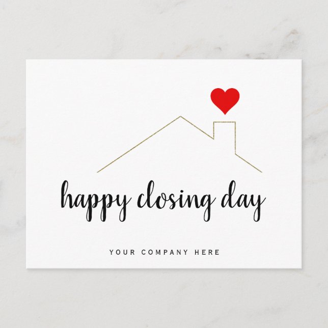 Happy Closing Day Real Estate Heart Postcard (Front)