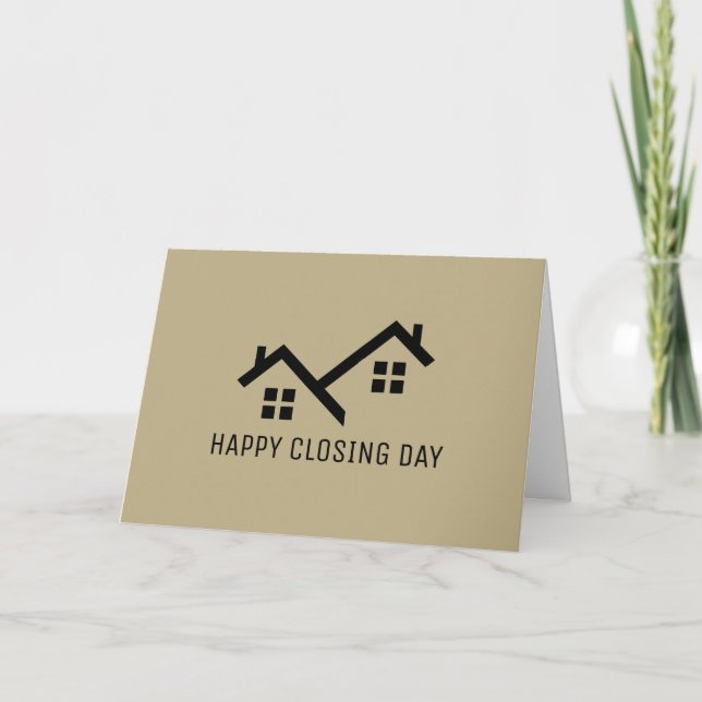 Happy Closing Day Real Estate Modern Tan Note Card (Front)