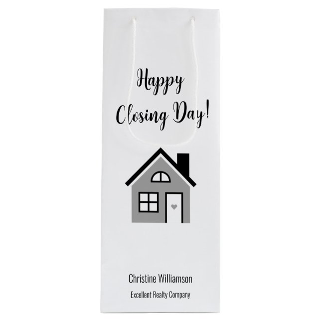 Happy Closing Day Realtor Wine Gift Bag (Front)