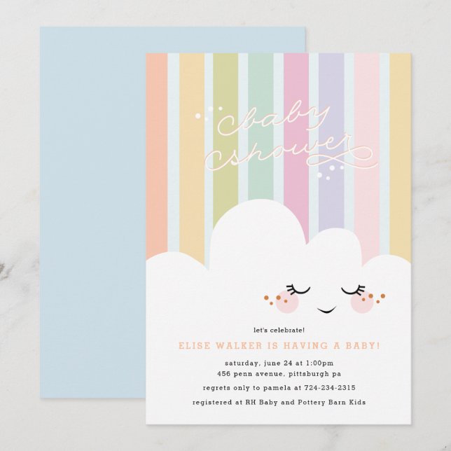 Happy Cloud Baby Shower Invitation (Front/Back)