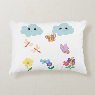  Happy Clouds and Garden Friends  Decorative Cushion