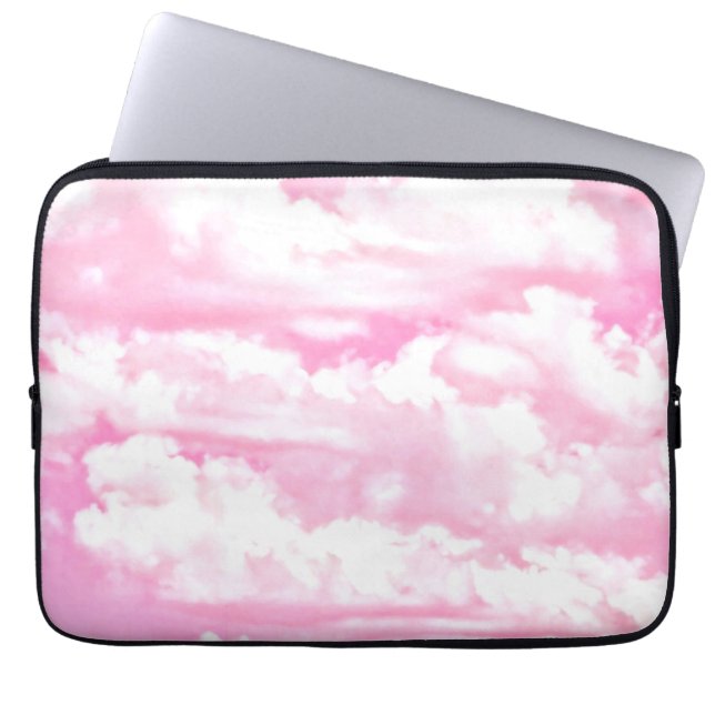 Happy Clouds in Light Pink Laptop Sleeve (Front)