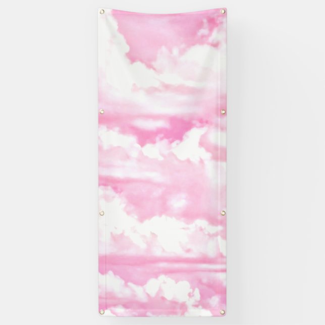 Happy Clouds Pink Display Banner (Vertical)