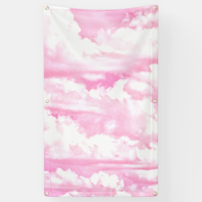 Happy Clouds Pink Display Banner (Vertical)