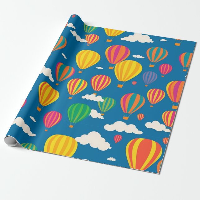 Happy Clouds Trip Wrapping Paper (Unrolled)