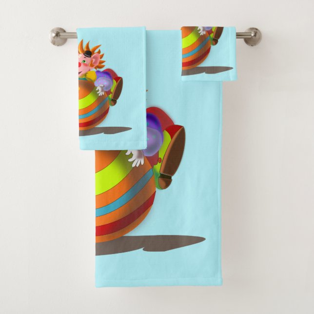 Happy Clown Bath Towel Set for Children (Insitu)