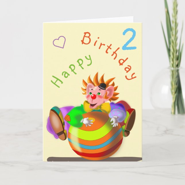 Happy Clown Birthday Card - Customisable (Front)