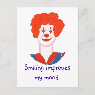 Happy Clown Face, Smiling improves my mood Postcard