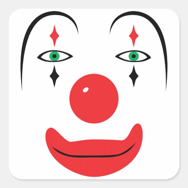 Happy Clown Face Square Sticker (Front)