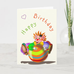 Happy Clown Funny Birthday Card - Customisable