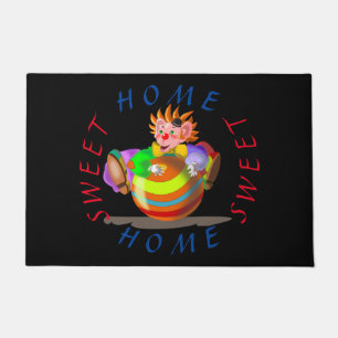 Happy Clown Funny Doormat Text - Home Sweet Home
