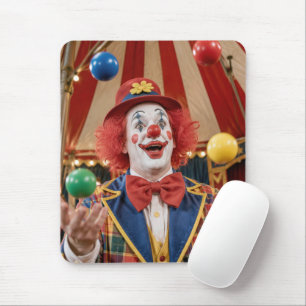 Happy Clown Juggling Colourful Balls Mouse Mat