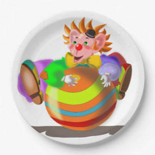 Happy Clown Paper Plates - Custom Colors or Text