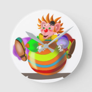 Happy Clown with Ball Funny Clock Circus