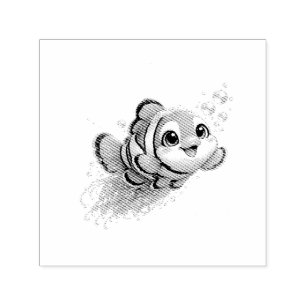 Happy Clownfish Tropical Sea Life Illustration Self-inking Stamp
