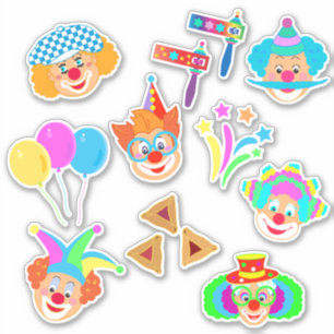 Happy Clowns Purim Festival Party Holiday Symbols