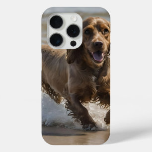 Happy Cocker Spaniel Beach Fun Day, iPhone 15 Pro Case