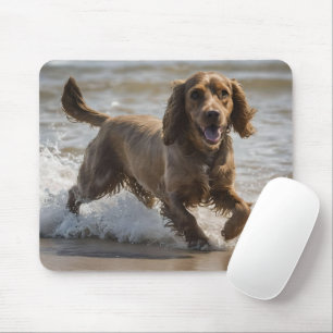 Happy Cocker Spaniel Beach Fun Day, Mouse Mat