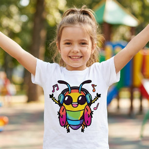 Happy cockroach with headphones listening to music T-Shirt