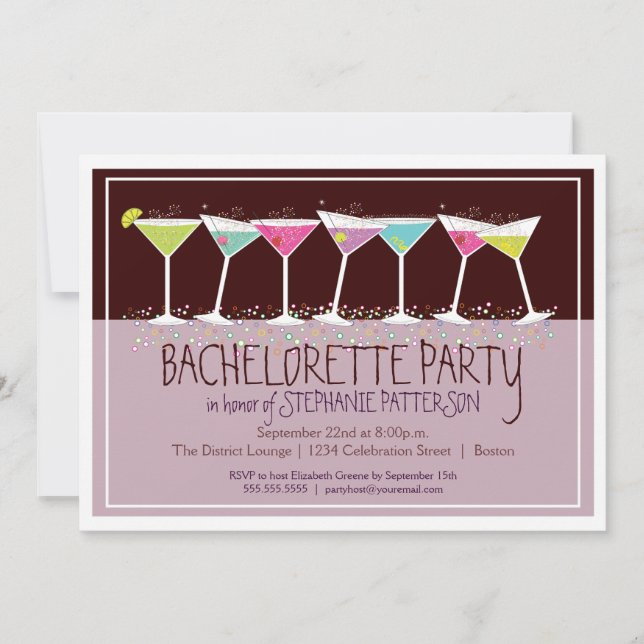 Happy Cocktails Bachelorette Party Invitation (Front)