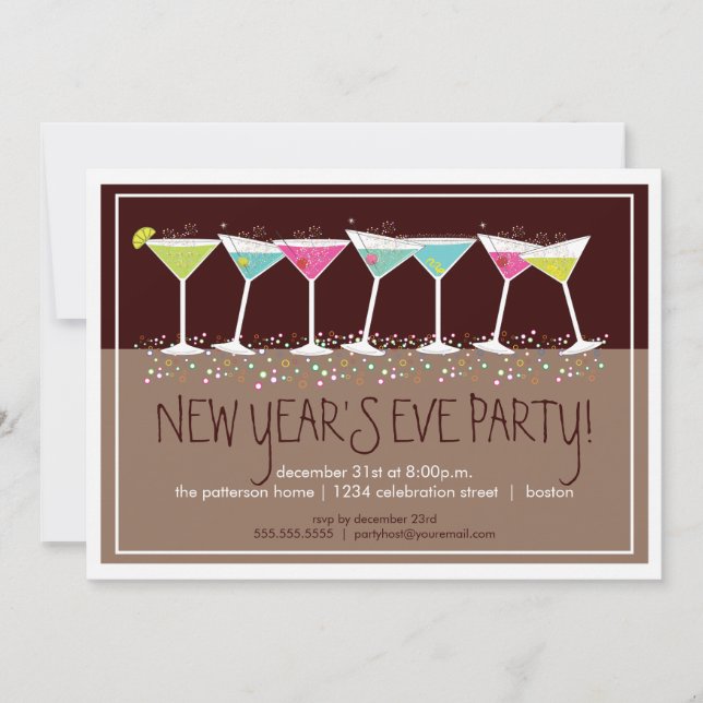 Happy Cocktails New Years Eve Party Invitation (Front)