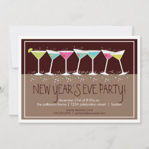 Happy Cocktails New Years Eve Party Invitation