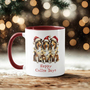 Happy Collie Days Christmas Dog Coffee Mug