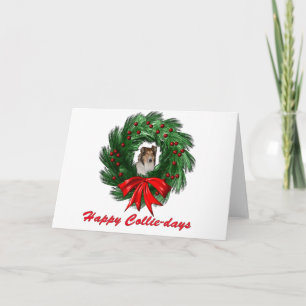 Happy Collie-days Wreath Holiday Card