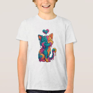 “Happy Color Cat” T-shirt Tri-Blend Shirt