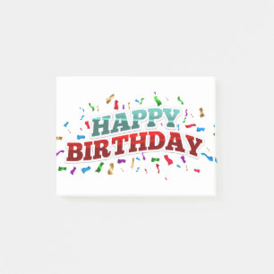 happy colorful birthday post-it notes